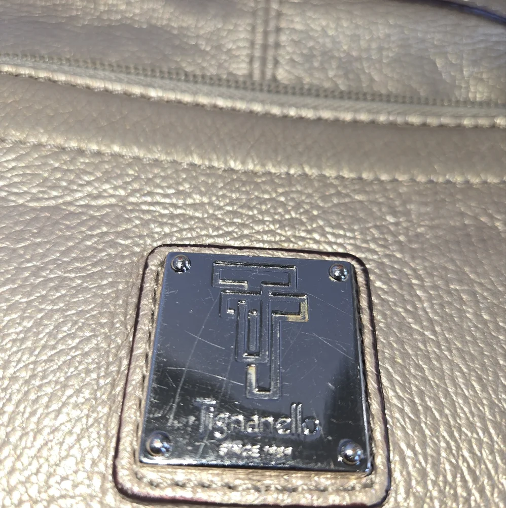 Tignanello Gold Leather Shoulder Bag in EUC